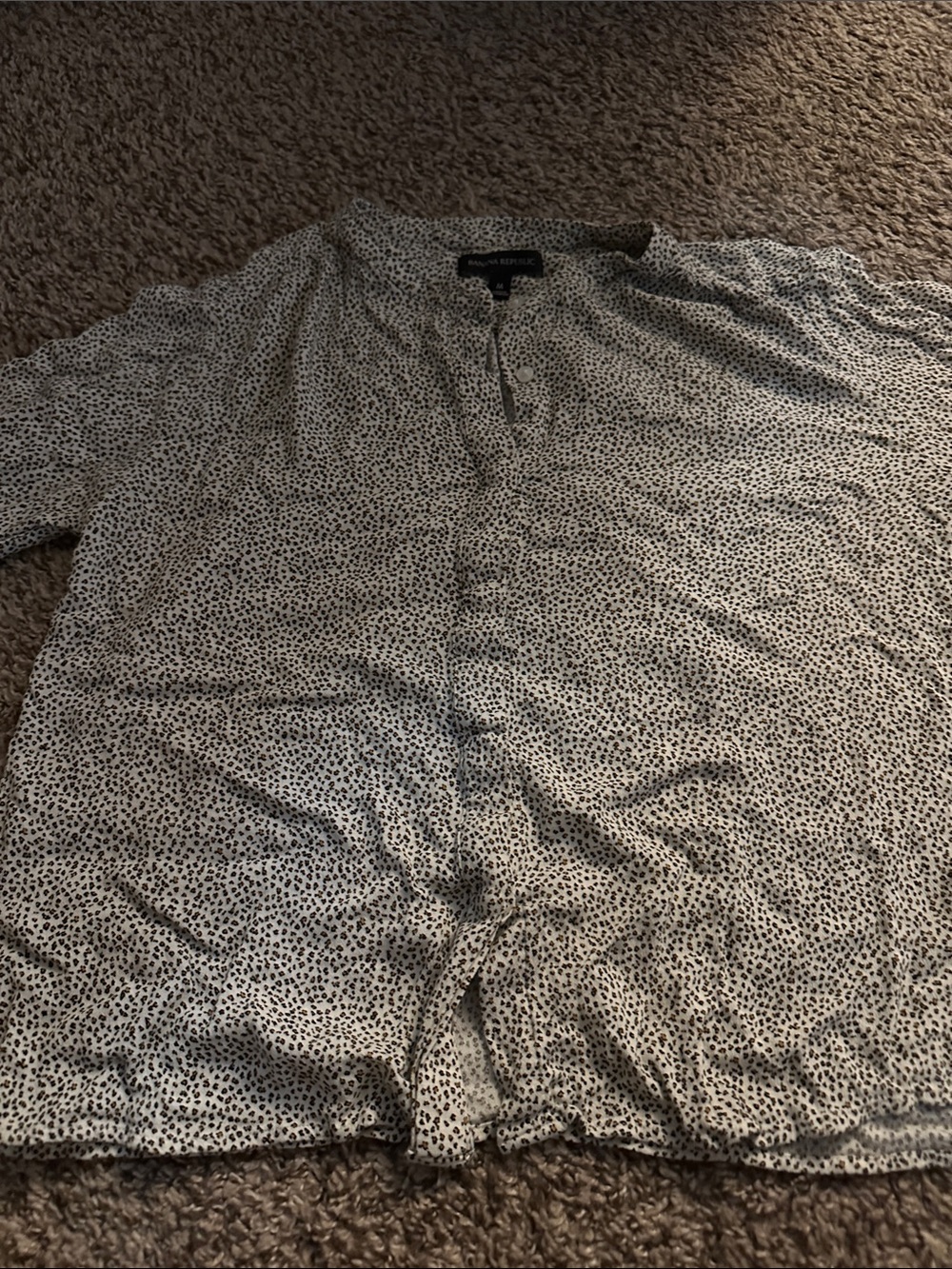 Banana Republic White Printed Blouse with Small Animal Print